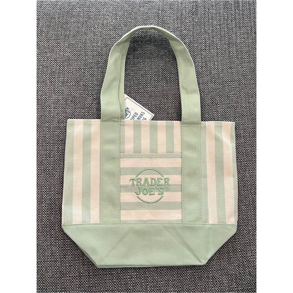 Trader Joe’s Striped Canvas Mini Tote Bag NWT